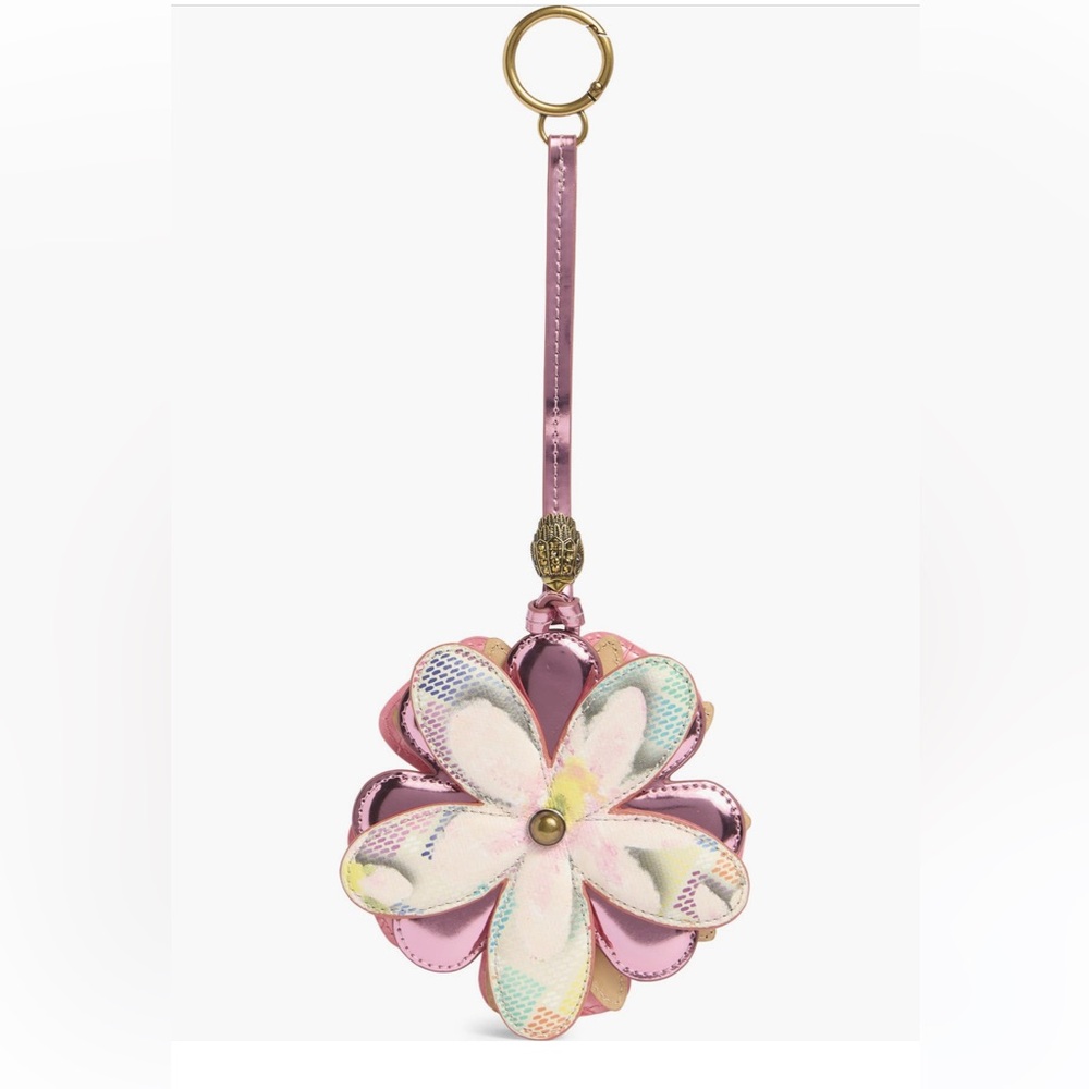 Kurt Geiger Floral Leather Bag Charm/ Keychain Charm - Pink